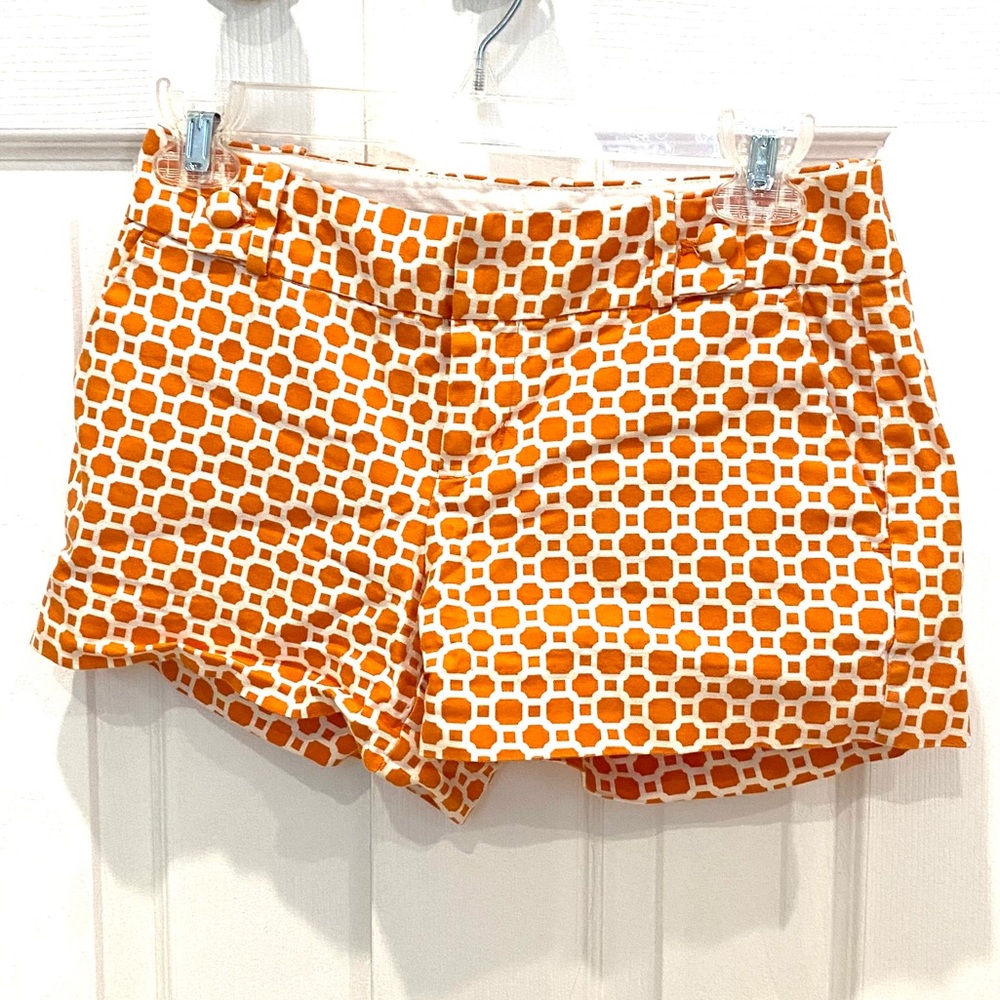 Banana Republic White Orange Pattern Mini Short